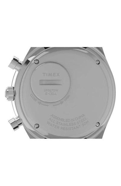 Shop Timex Q  Chronograph Leather Strap Watch, 40mm In Silver/ Black/ Black