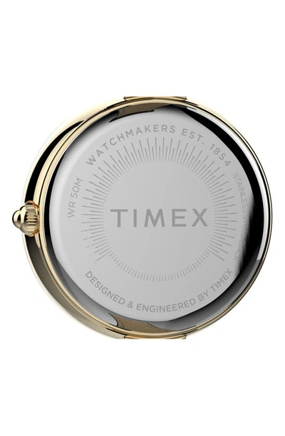 Shop Timex Adorn Crystal Leather Strap Watch, 32mm In Gold/ Black/ Black