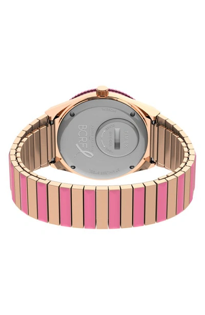Shop Timex Q  X Bcrf Bracelet Watch, 36mm In Rose Gold/ Pink