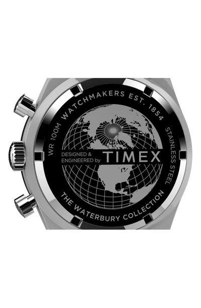 Shop Timex Waterbury Dive Chronograph Leather Strap Watch, 41mm In Silver/ Black/ Black
