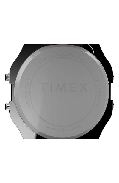 Shop Timex T80 Digital Resin Band Watch, 34mm In Silver/ Burgundy/ Burgundy
