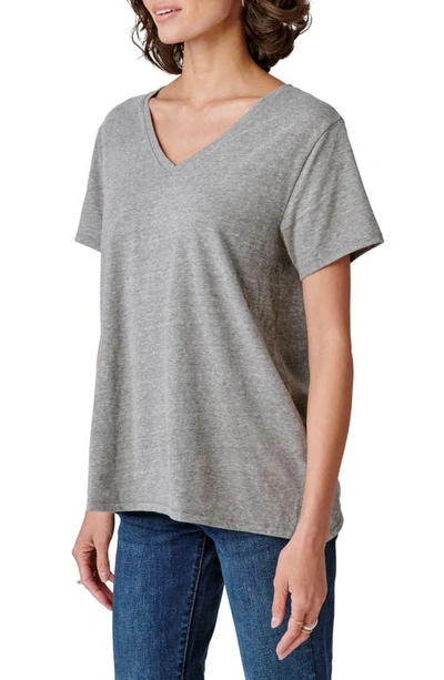 Shop Lucky Brand Classic V-neck T-shirt In Light Heather Grey B03