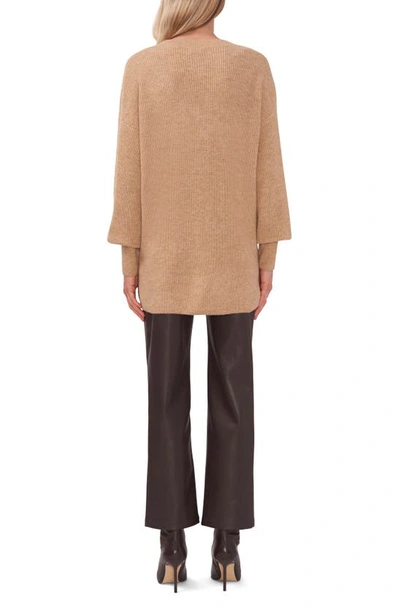 Halogen V-neck Tunic Sweater In Camel Heather