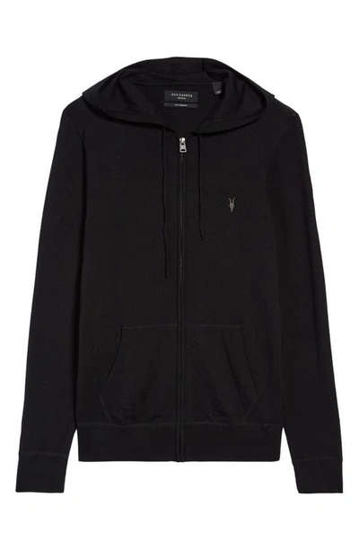 Shop Allsaints Mode Slim Fit Merino Wool Zip Hoodie In Black