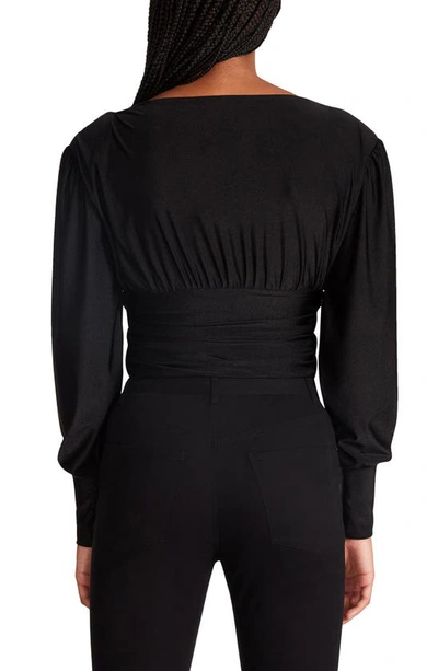Shop Steve Madden Kali Long Sleeve V-neck Bodysuit In Black