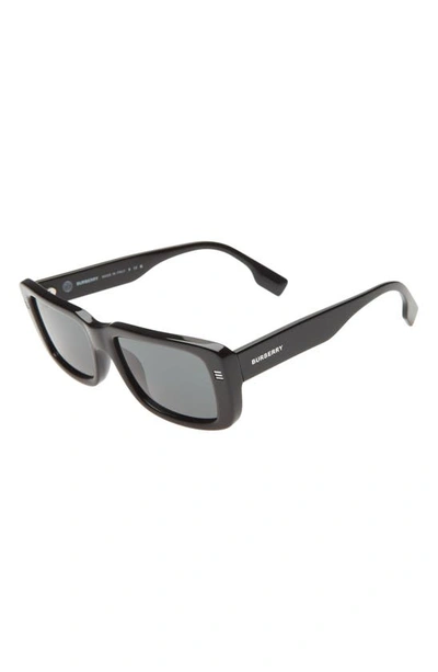 Shop Burberry 55mm Rectangular Sunglasses In Dark Grey