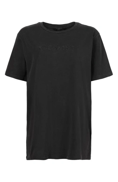 Shop Allsaints Pippa Embroidered Logo Boyfriend Cotton T-shirt In Black
