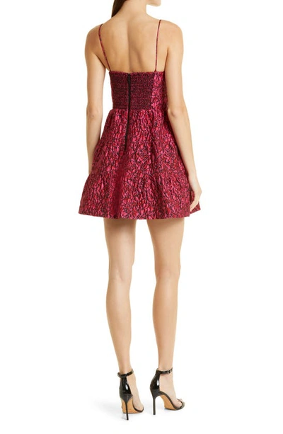 Shop Alice And Olivia Jamila Floral Jacquard Minidress In Wild Pink/ Black