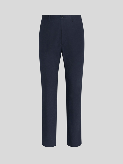 Shop Etro Jacquard Tailored Trousers In Navy Blue