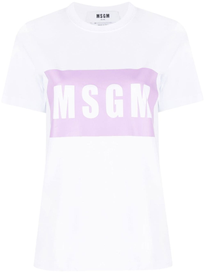 Msgm Cotton Jersey T-shirt In Bianco