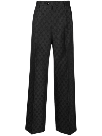 Shop Gucci `gg` Dry Wool Pants In Grigio