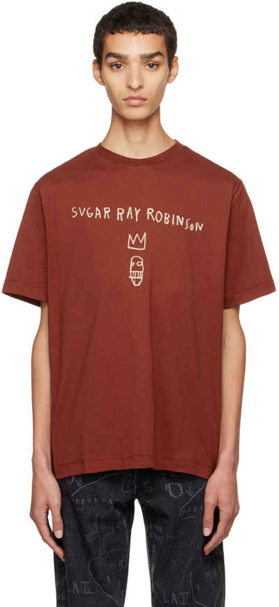 Shop Etudes Studio Brown Jean-michel Basquiat Edition Wonder Sugar Ray T-shirt In Brick Red