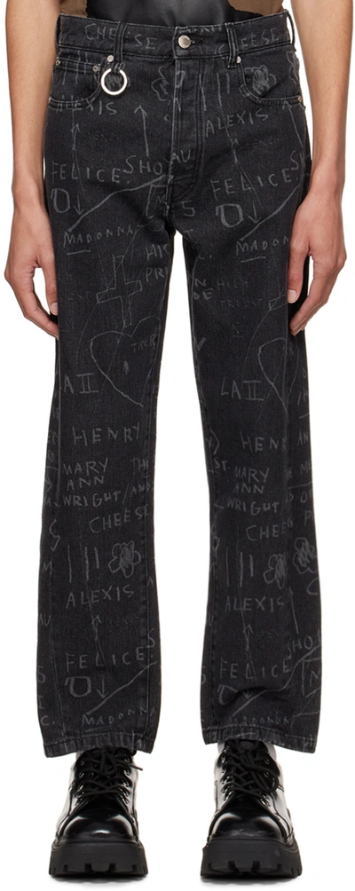 Shop Etudes Studio Black Jean-michel Basquiat Edition Side Cheese Popcorn Jeans