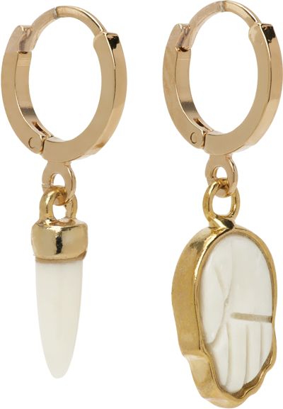 Shop Isabel Marant Gold & Beige It's All Right Earrings In 23 Ec Ecru