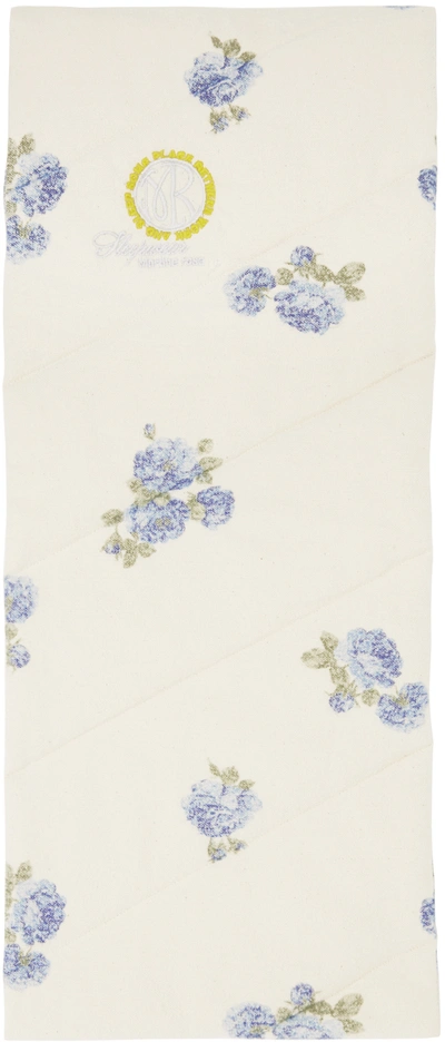 Shop Martine Rose Off- White Padded Scarf In Blflrl Blue Floral