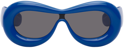 Shop Loewe Blue Inflated Mask Sunglasses In 90a Shiny Blue / Smo