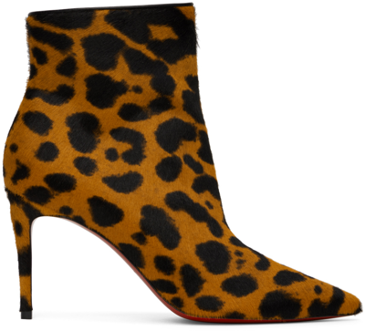 Christian Louboutin So Kate Leopard Suede Red Sole Booties In C845 Spicy