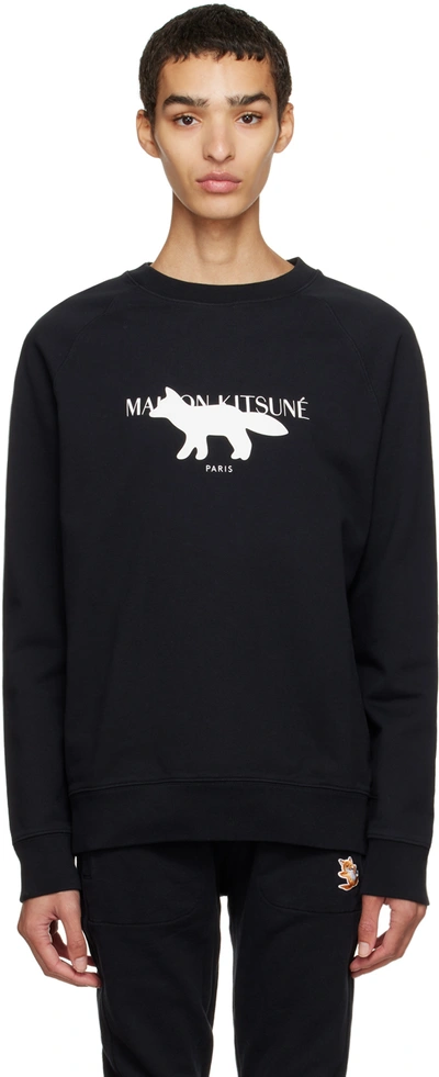 Shop Maison Kitsuné Black Fox Stamp Sweatshirt In P199 Black