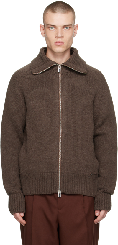 Shop Jacquemus Brown Le Papier 'le Cardigan Meunier' Sweater In Dark Brown