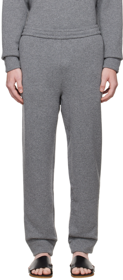 The Row Lusaka Tapered Virgin Wool Sweatpants In Gry Grey