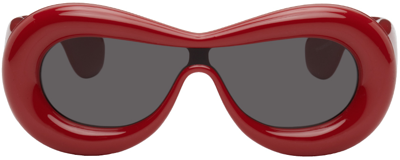 Shop Loewe Red Inflated Sunglasses In Shiny Red / Smoke