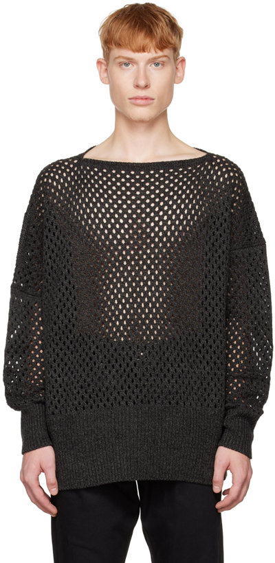 Shop Sulvam Gray Crewneck Sweater In Charcoal