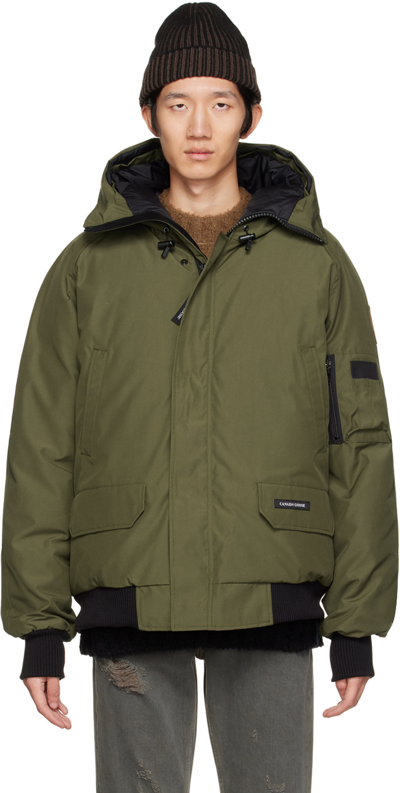 Shop Canada Goose Khaki Chilliwack Bomber Down Jacket In Military Green