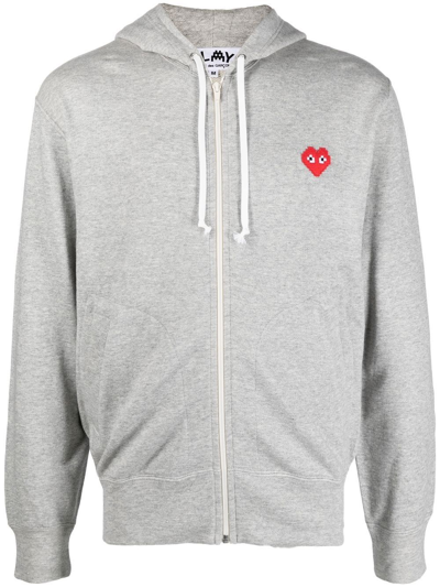 Shop Off-white Sweatshirt With Applied Heart In Grey