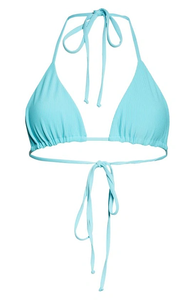 Shop Frankies Bikinis Tia Rib Bikini Top In Aquamarine