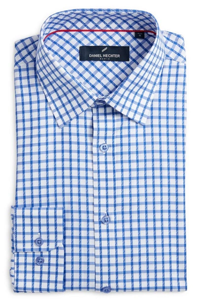 Shop Daniel Hechter Trim Fit Windowpane Check Cotton Dress Shirt In Royal