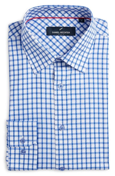 Daniel Hechter Trim Fit Windowpane Check Cotton Dress Shirt In Royal