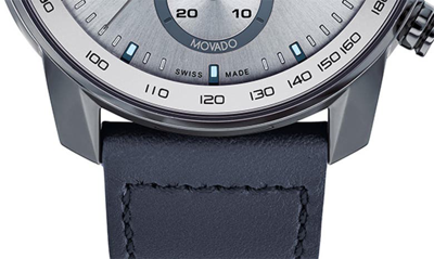 Shop Movado Bold Verso Chronograph Leather Strap Watch, 44mm In Grey