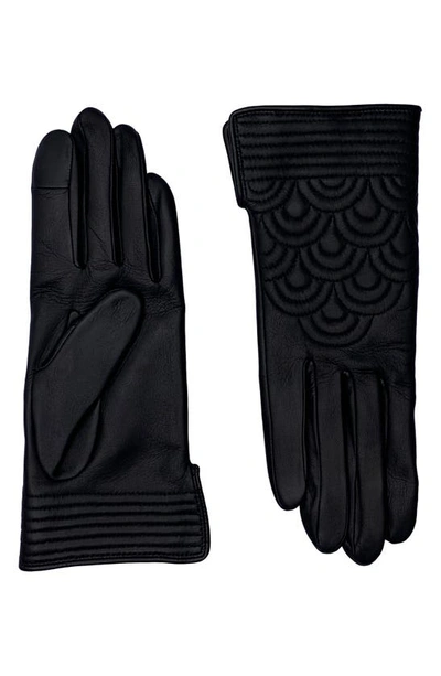 Shop Agnelle Quilted Leather Gloves In Black