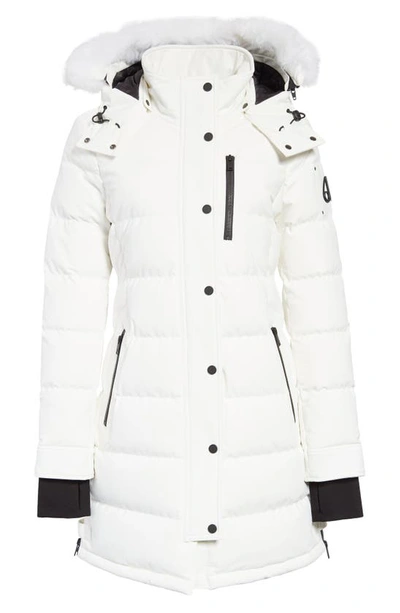 Moose Knuckles Watershed Genuine Shearling Trim Down Parka In Milkyway