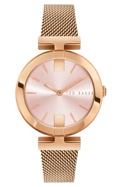Shop Ted Baker Darbey Mesh Strap Watch, 36mm In Rose Gold