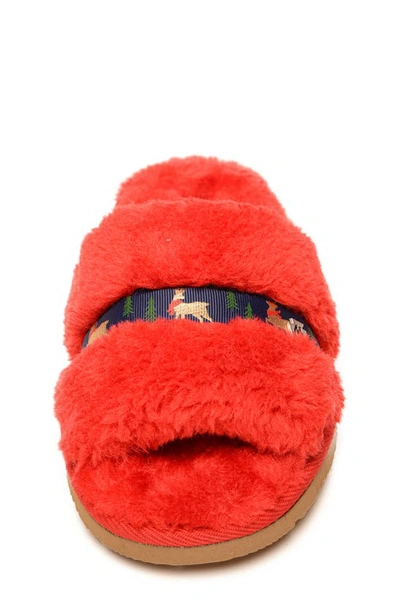 Shop Minnetonka Kids' Reindeer Lizzie Slipper In Red