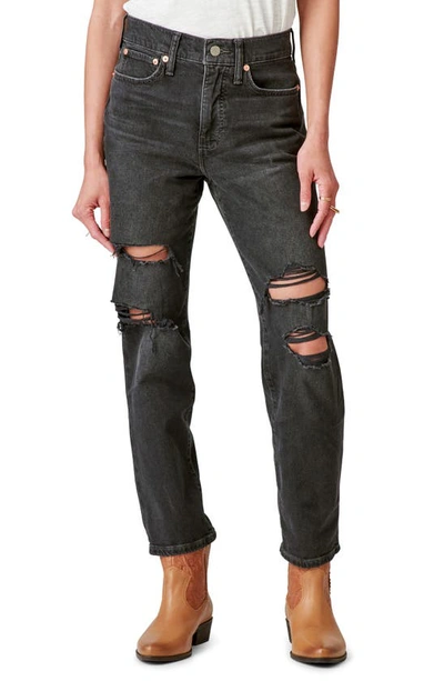 Shop Lucky Brand Zoe Distressed Straight Leg Jeans In Rainstorm Dest