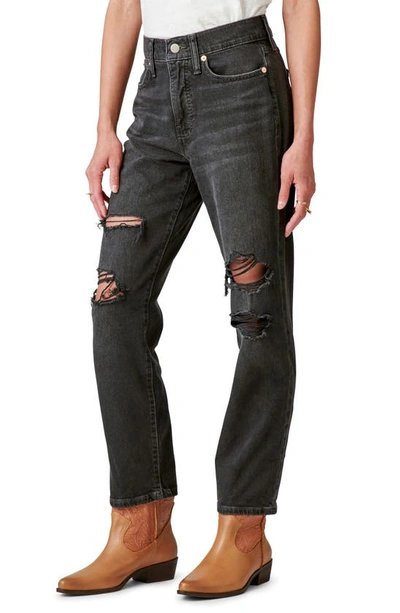 Shop Lucky Brand Zoe Distressed Straight Leg Jeans In Rainstorm Dest