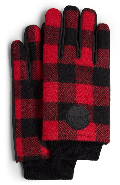 Shop Ted Baker Karrl Check Gloves In Red