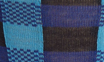 Shop Lorenzo Uomo Buffalo Check Merino Wool Blend Dress Socks In Light Blue