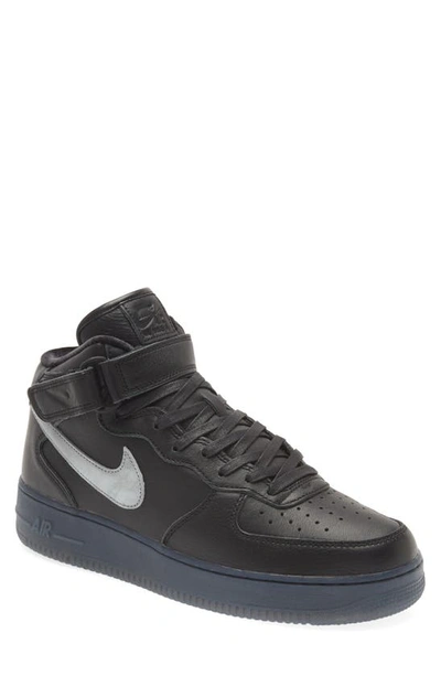 Shop Nike Air Force 1 Mid Premium Sneaker In Black/ Metallic Silver/ Pink