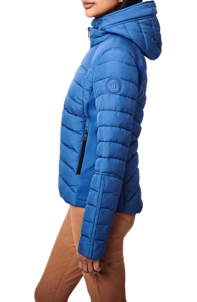 Shop Bernardo Hooded Quilted Water Repellent Jacket In Stone Blue