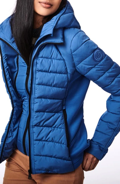 Shop Bernardo Hooded Quilted Water Repellent Jacket In Stone Blue