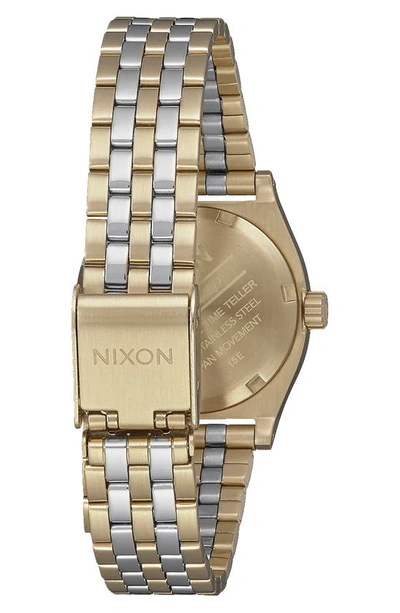 Shop Nixon The Small Time Teller Bracelet Watch, 26mm In Lt Gold/ Silver/ Vintage White