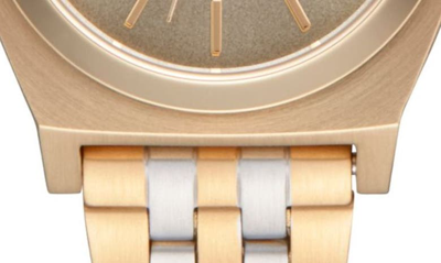 Shop Nixon The Small Time Teller Bracelet Watch, 26mm In Lt Gold/ Silver/ Vintage White