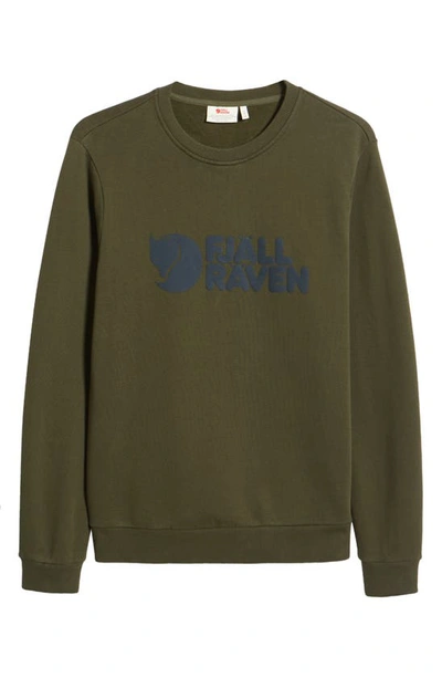 Shop Fjall Raven Organic Cotton Logo Graphic Sweatshirt In Deep Forest