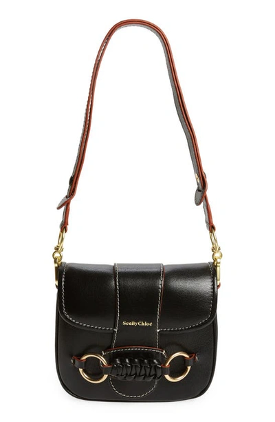 Shop See By Chloé Saddie Leather Shoulder Bag In Black