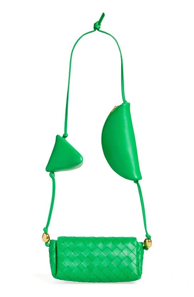 Bottega Veneta Multipouch Intrecciato Leather Crossbody Bag In Parakeet-gold