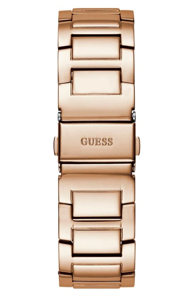Shop Guess Multifunction Crystal Skeleton Bracelet Watch, 40mm In Rose Gold/rose Gold/rose Gold