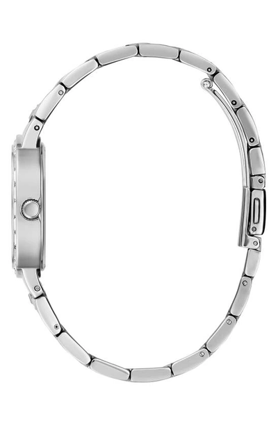 Shop Guess Crystal Square Bracelet Watch, 32mm In Silver/silver/silver